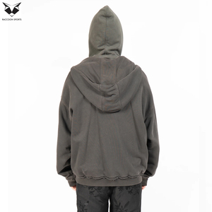 Sweat-shirt à capuche à double fermeture éclair, style streetwear pour homme, coupe ample, en polaire chaude, logo personnalisé, sweat-shirt décontracté d'hiver - Product Image 2