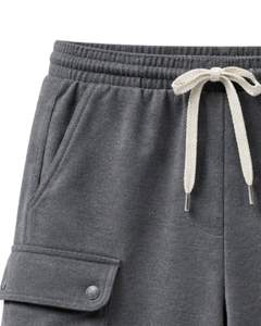 Pantalones Cortos Cargo Gris Oscuro para Hombre, Cintura Elástica con Cordón, Estilo Casual Urbano, con Bolsillos Laterales, Fabricante de Pantalones Cortos de Verano - Product Image 6