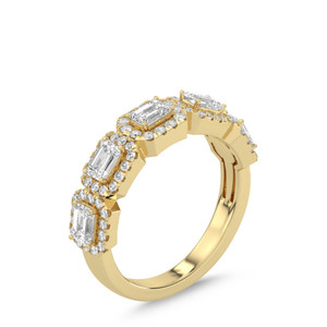 Bague de déclaration multi-pierres avec halo de diamants taille émeraude - Product Image 4