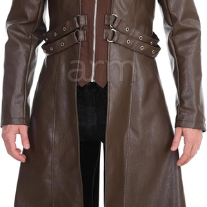Fashionable Men Pu Leather Long Coats Long Sleeves Casual Winter Wear Leather Long Coats - Product Image 6