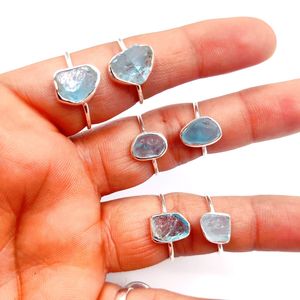 Bague de guérison réglable, réglage de la lunette, pierre de cristal brut naturel, bagues en argent Sterling, bijoux de mode - Product Image 6