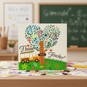 Tarjeta de felicitación con diseño de árbol de matemáticas - Product Image 3