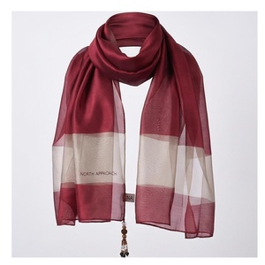 NORTH APPROACH Women's Long <b>Silk</b> <b>Scarf</b> Color Blocking Elegant Fashion Accessory All Seasons - Product Image 1