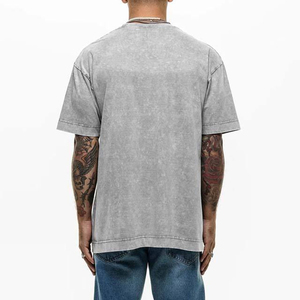 Wholesale Streetwear Apparel Supplier Relaxed Fit <b>Short</b> <b>Sleeve</b> O-Neck Washed Tees 100% Cotton 220 GSM Acid Wash T Shirt Printed - Product Image 2