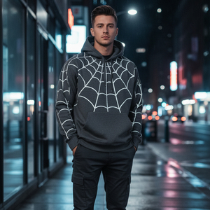 Sudadera con Capucha Gráfica Y2K al por Mayor para Hombre, Chándal con Estampado de Espuma de Telaraña, Sudadera de Forro Polar Unisex, Proveedor de Sudaderas Streetwear - Product Image 5