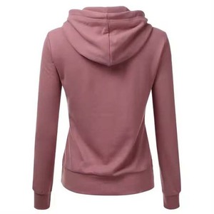 Sudadera con Capucha Rosa Unisex, Color Sólido, Manga Larga, Informal, Tejida, para Otoño, Corte Regular, con Bolsillo - Product Image 2