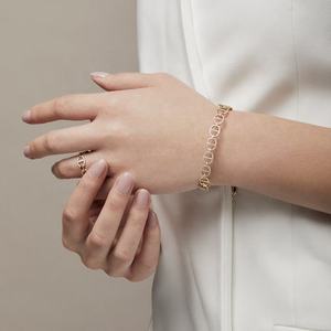 Bracelet Classique en Or Massif 18K Plaqué Or 10K, Chaîne Tennis à Maillons, Sertissage de Pierres Naturelles, Design Géométrique, Unisexe, Quotidien - Product Image 4