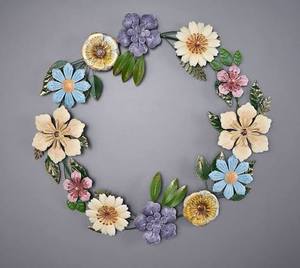 Corona Floral Metálica Hecha a Mano, Redonda, Rústica, Decorativa, con Flores, Sin Iluminación, Paquete Individual, Obra de Arte de Alta Calidad - Product Image 1