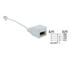 Adaptador de Reino Unido a RJ con Condensador de Anillo, Cable Convertidor de Ethernet a Línea Telefónica de 4 Hilos, 28AWG, 10cm, Blanco, Cumple con RoHS - Product Image 3