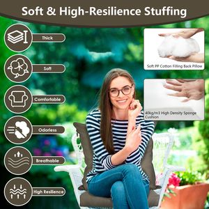 Set di Cuscini Impermeabili per Sedute da Esterno, Arredo da Giardino con Cuscino Posteriore Rimovibile, Imbottitura Profonda Resistente allo Sbiadimento - Product Image 5