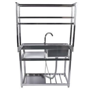 Lavello Commerciale in Acciaio Inox da 39,4 Pollici con Vasca Singola, Set con Ripiani e Scarico per Garage e Cucine - Product Image 5