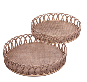 Decorative Cane Serving Storage <b>Tray</b> For Coffee Snack Breakfast Modern Multipurpose Rattan Vanity <b>Tray</b> For Kitchenware Tableware - Product Image 5