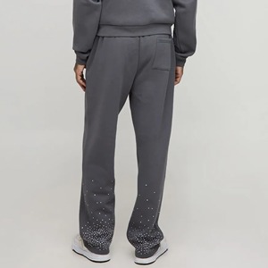 Pantalones Deportivos Grises con Lentejuelas para Hombre, Cintura Elástica, Logotipo Termotransferible, Ropa Casual de Otoño con Pedrería, Alta Calidad - Product Image 3