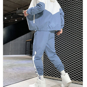 Men's Color Blocking Tracksuit Set Full-<b>Zip</b> <b>Hooded</b> Casual Jogging Suit With Side Pockets Lightweight Polyester Cotton Spring Wea - Product Image 6