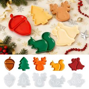 Christmas Tree Fruit Tray Christmas Elk Easily Removable Mold Coaster Gypsum <b>Resin</b> Silicone Mold - Product Image 2