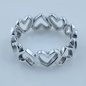 925 Sterling Silver <b>Plain</b> <b>Ring</b> Band Handmade Heart Design for Christmas Birthday Valentine's Day Gift for Women - Product Image 5
