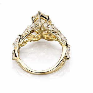แหวนหมั้นเพชรทรงมาร์คีส์เพาะเลี้ยงในทองคำ 14K ดีไซน์ธรรมชาติ แหวนเจ้าสาวทรงมาร์คีส์ เครื่องประดับงานแต่งงาน - Product Image 4