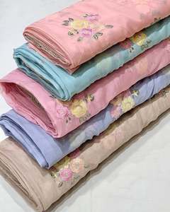 Tela de encaje de malla de poliéster georgette de alta calidad con bordado maltado para ropa de novia, textiles para el hogar y prendas de vestir - Product Image 5