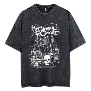 Men's Punk Emo Rock Acid Wash 100% Cotton Oversized <b>Gothic</b> <b>T</b>-<b>Shirt</b> Regular Sleeve Unisex Trend - Product Image 6