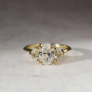 Bague de fiançailles unisexe en diamant taille ovale, luxe, 5 carats, diamant de laboratoire certifié IGI, alliance éternité en vermeil 14 carats - Product Image 1