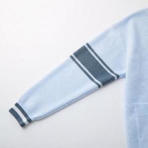 <b>Men</b>’s Sky Blue Striped Trim Cardigan Sweater Wool Blend Long Sleeve Button Up Knitwear Casual <b>Jumper</b> Rib Knitted Cardidgan - Product Image 5