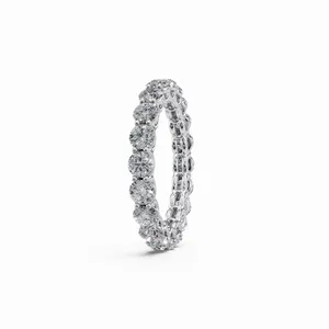 Anillo de Diamantes con Certificación IGI y Claridad VVS, Anillo de Diamantes de Oro Blanco Cultivados en Laboratorio, Corte Redondo, Banda de Eternidad para Mujer - Product Image 2
