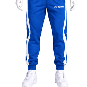 Ensemble de survêtement bleu royal unisexe, sweat-shirt à col rond et pantalon de jogging, bande latérale contrastée, tenue de sport et d'entraînement athlétique - Product Image 6