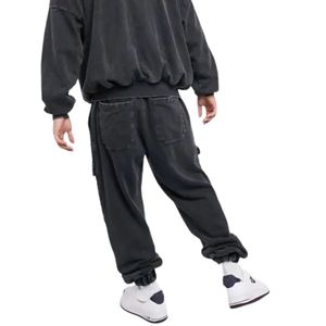 Conjunto de Sudadera con Capucha y Pantalones Deportivos Negros Personalizados, Estilo Desgastado por el Sol, Dos Piezas, Ropa Deportiva Urbana para Hombre - Product Image 5