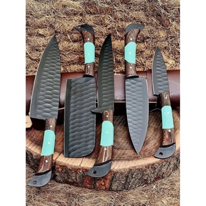 Juego de Cuchillos de Chef Profesionales de Acero al Carbono de 5 Piezas, Hechos a Mano por Ahmad Fabric, Mango de Resina, Funda de Cuero, Diseño Moderno, Personalizable - Product Image 6