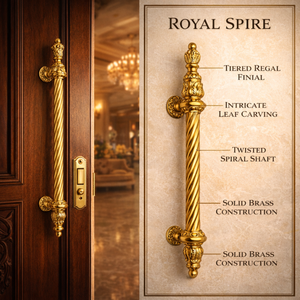 Poignée de porte en laiton massif HI SAFE 36 pouces |   Poignée d'entrée robuste en laiton antique moderne pour porte principale, quincaillerie extérieure - Product Image 4