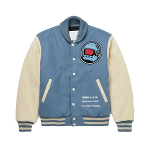 Cheap Wholesale Waterproof Varsity <b>Jacket</b> for <b>Men</b> Women Custom Embroidered Letterman Style Streetwear Polyester/Cotton Casual - Product Image 1