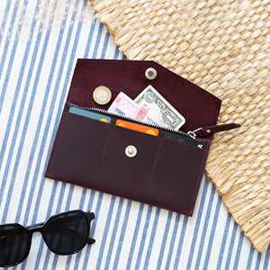 Cartera de Cuero Genuino de Lujo, Portátil, para Efectivo, con Logotipo Personalizado, Sistema de Organización de Presupuesto Delgado, LCE-0060 - Product Image 1