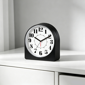 3.7 Inch Arch-Shaped Silent Alarm <b>Clock</b> with Jumbo Numerals & <b>LED</b> Night Light – Black | Bedroom & Bedside Travel <b>Clock</b> - Product Image 2