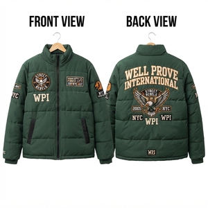 Chaqueta Acolchada Personalizada de Marca, 320 GSM, Poliéster Transpirable de Secado Rápido, Sublimación Graffiti, Prenda Exterior Negra - Product Image 6