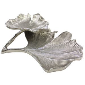 Ustensiles de cuisine de luxe, design en forme de feuille, plat en aluminium, placage nickel brillant, plateau et plat de service pour restaurant, fabrication artisanale - Product Image 4