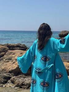 Articles faits main pour filles et femmes : Kimono tendance en tissu, nouveau design imprimé, coloré, motif œil protecteur, pour usage quotidien - Product Image 3