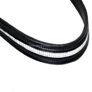 Vente en gros de produits de qualité, bande de sourcils de cheval en cuir noir, canal vide, bande de sourcils rembourrée incrustée avec 1 rangée de cristaux clairs bling - Product Image 5