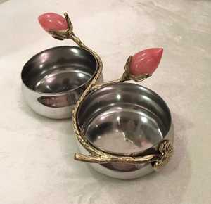 Cuenco de Metal Martillado a Mano con Soporte de Rama Dorada, Plato Decorativo para Servir, Accesorios de Mesa, Diseños Personalizables, Fruteros - Product Image 3