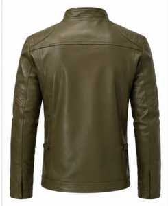 Veste en cuir noire pour homme, col rabattu, fermeture éclair, coupe ajustée, manches classiques - Product Image 5