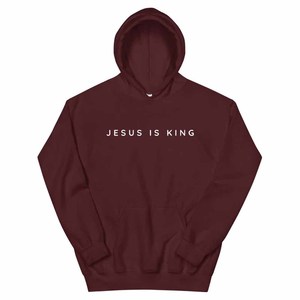Sweat-shirt à col rond inspiré par la foi « Jésus est roi » pour hommes, femmes et jeunes, broderie de logo chrétien, tissu en molleton français, vente en gros - Product Image 1