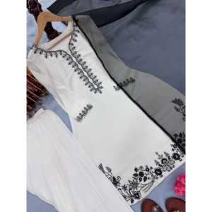 Top de fiesta de mujer de diseñador y conjunto Palazzo con atuendo de noche elegante Dupatta - Product Image 3