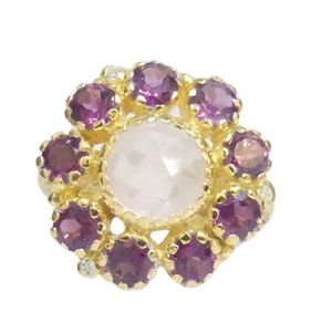 Gemvanity Gold Plated Classic Channel Setting Brilliant Cut Rose <b>Quartz</b> Rhodolite Garnet Gemstone Engagement Party Wedding <b>Ring</b> - Product Image 2