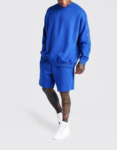 Custom Unisex American Solid Digital Printed <b>Short</b> <b>Sleeve</b> <b>Sweatshirt</b> and <b>Shorts</b> Set with Worsted Fabric Anti-Pilling - Product Image 2