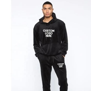 Conjunto Deportivo de Terciopelo Personalizado para Hombre, 2 Piezas, Chaqueta con Cierre Completo y Pantalones, Traje de Jogging de Terciopelo - Product Image 1