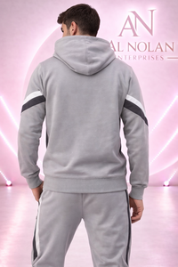 ชุดวอร์มผู้ชายสีเทาพร้อมโลโก้แบบกำหนดเอง |   ชุดฮู้ดดี้และกางเกงจ็อกเกอร์ |   ผู้ผลิตชุดกีฬาแบบ OEM สำหรับแบรนด์ส่วนตัว - Product Image 4