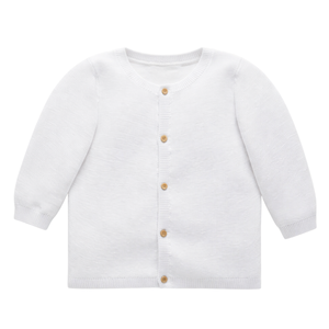 Cardigan en tricot texturé blanc pour bébé, en coton doux, à manches longues, boutonné devant, pour nouveau-né, nourrisson, tout-petit - Product Image 1