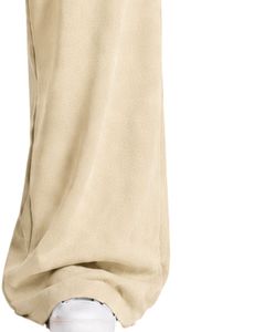 Pantalon de survêtement beige personnalisé pour femme, coupe large, taille haute, décontracté, style streetwear, en molleton, avec cordon de serrage et poches - Product Image 4