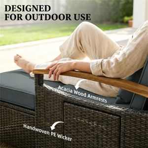 Sofá Cama Gris para Exteriores, Conjunto de Muebles para Terraza, Patio y Jardín - Product Image 3