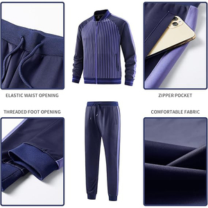 Chándal a Rayas para Hombre, Manga Larga, Cierre de Cremallera, Estilo Deportivo, Poliéster de Peso Medio, Ropa de Otoño, Corte Regular, Bolsillos Laterales - Product Image 3