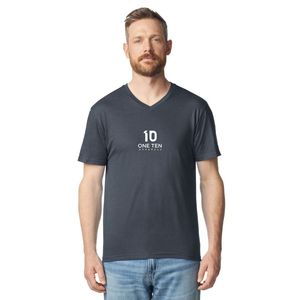 Camiseta de Cuello en V para Hombre, Color Gris Oscuro, Ligera, Suave, Transpirable, Manga Corta, Informal, Básica, Mezcla de Algodón, para Uso Diario - Product Image 2